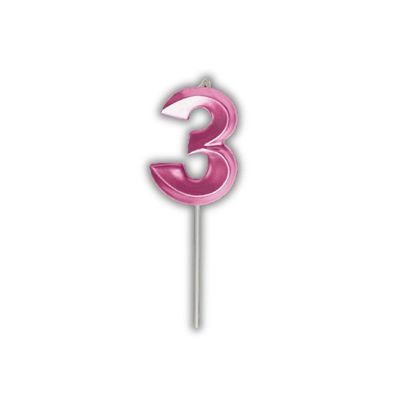 Vela De Aniversário Slim Metallic Pink Modelo ?