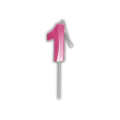 Vela De Aniversário Slim Metallic Pink Modelo ?