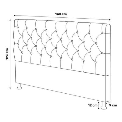 Cabeceira Cama Box Casal Lylla 140cm Capitonê Com Frame Linho Bege - Abmaza
