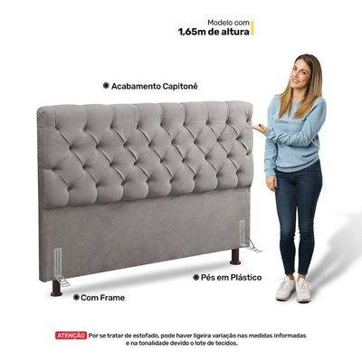 Cabeceira Cama Box Casal Lylla 140cm Capitonê Com Frame Linho Bege - Abmaza