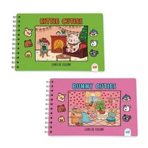 Kit 2 Livro De Colorir Cuties 128 Páginas Bunny E Kittie