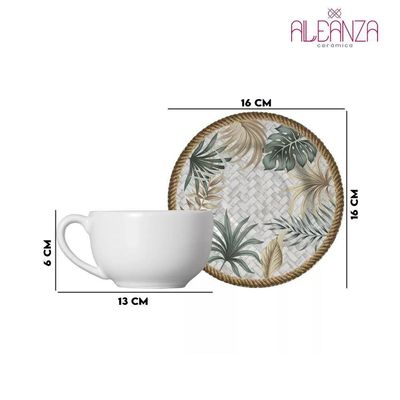 Xícara Chá Branca Pires 300ml Cerâmica Eudora Plus Alleanza