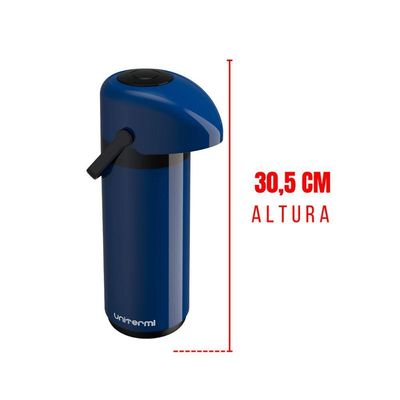 Garrafa Térmica Pressão Verona 1 L Azul - Unitermi