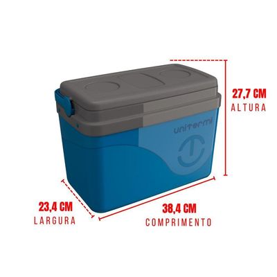Caixa Térmica Cooler 15 Litros Com Alça Azul - Unitermi