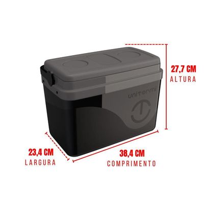 Caixa Térmica Cooler 15 Litros Com Alça Preta - Unitermi