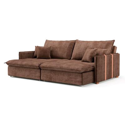 Sofá Retrátil Sem Caixa 3 Lugares Solomons Velosuede Marrom 230 cm