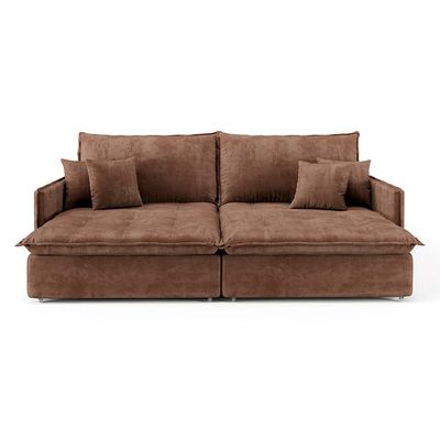Sofá Retrátil Sem Caixa 3 Lugares Solomons Velosuede Marrom 230 cm