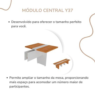 Mesa de Reunião Extensível Rune Freijó e Branca