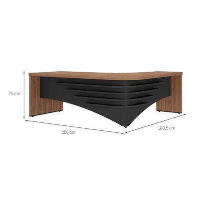 Mesa de Escritório Zamora Lado Esquerdo Nogal e Preto