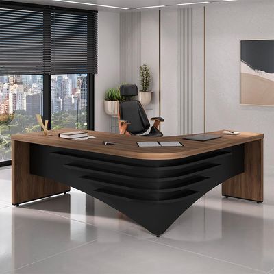 Mesa de Escritório Zamora Lado Esquerdo Nogal e Preto