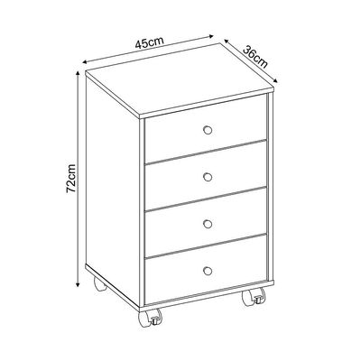 Mesa de Cabeceira Presence 4 Gavetas Amêndoa