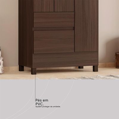 Guarda-Roupa Solteiro Wind 3 Portas 2 Gavetas Café