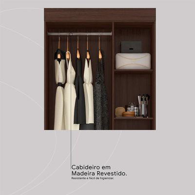 Guarda-Roupa Solteiro Wind 3 Portas 2 Gavetas Café