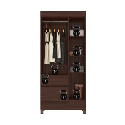Guarda-Roupa Solteiro Wind 3 Portas 2 Gavetas Café