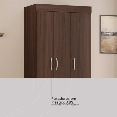 Guarda-Roupa Solteiro Wind 3 Portas 2 Gavetas Café