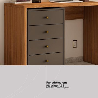 Mesa de Cabeceira Presence 4 Gavetas Grafite