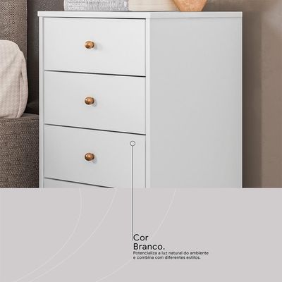 Mesa de Cabeceira Presence 4 Gavetas Branca