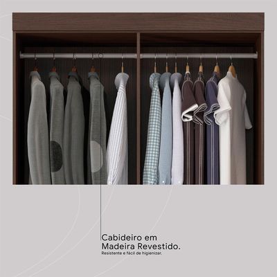 Guarda-Roupa Solteiro Lótus 4 Portas 2 Gavetas Café