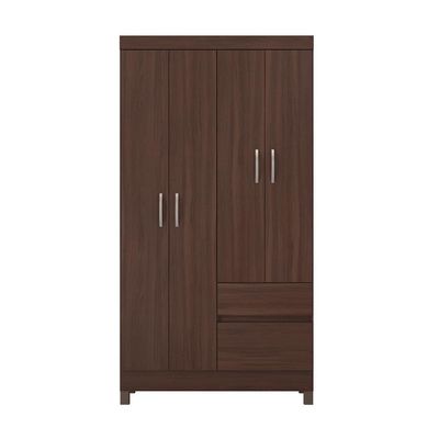 Guarda-Roupa Solteiro Lótus 4 Portas 2 Gavetas Café