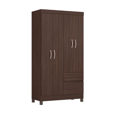 Guarda-Roupa Solteiro Lótus 4 Portas 2 Gavetas Café