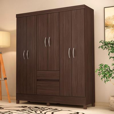 Guarda-Roupa Casal Flash 6 Portas 2 Gavetas Café