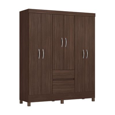 Guarda-Roupa Casal Flash 6 Portas 2 Gavetas Café