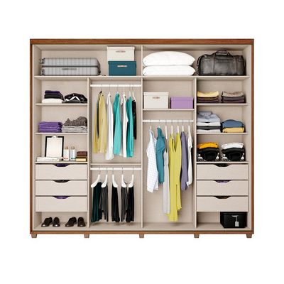 Guarda-Roupa Casal com Espelho Titan 2 Portas 6 Gavetas Freijó e Linho