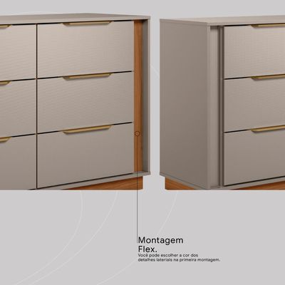 Cômoda Giardino Flex 6 Gavetas Nogueira e Nude