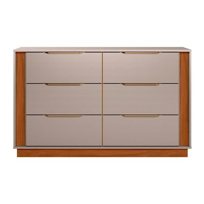 Cômoda Giardino Flex 6 Gavetas Nogueira e Nude