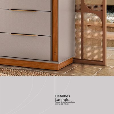 Cômoda Giardino Flex 6 Gavetas Nogueira e Nude