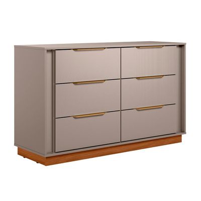 Cômoda Giardino Flex 6 Gavetas Nogueira e Nude
