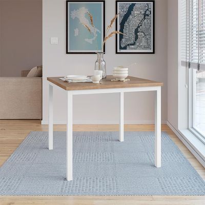 Conjunto de Mesa Quadrada com Tampo MDP e 4 Cadeiras Adriana Revestimento Sintético Preto e Branco