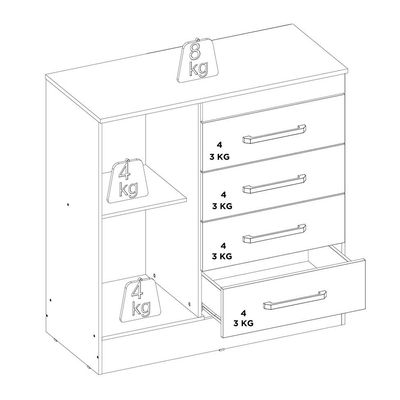 Cômoda Montevidéu 1 Porta 4 Gavetas Café