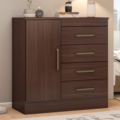 Cômoda Montevidéu 1 Porta 4 Gavetas Café
