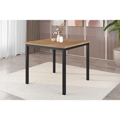 Conjunto de Mesa Quadrada com Tampo MDP e 4 Cadeiras Adriana Revestimento Sintético Platina e Preto