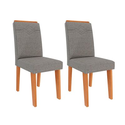 Conjunto com 2 Cadeiras Taís Linho Grafite e Cinamomo