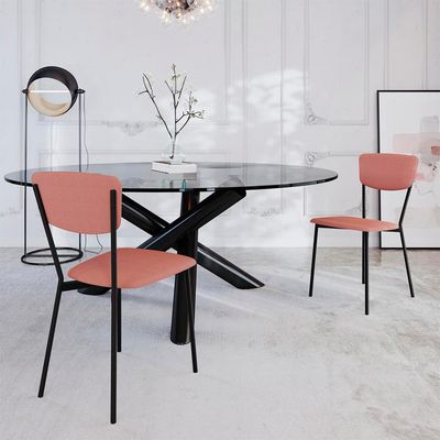 Conjunto com 2 Cadeiras Retrô Poliéster Rosa e Preto