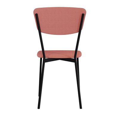 Conjunto com 2 Cadeiras Retrô Poliéster Rosa e Preto