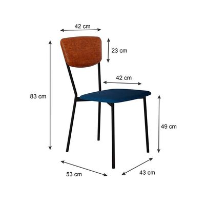 Conjunto com 2 Cadeiras Retrô Poliéster Azul e Caramelo