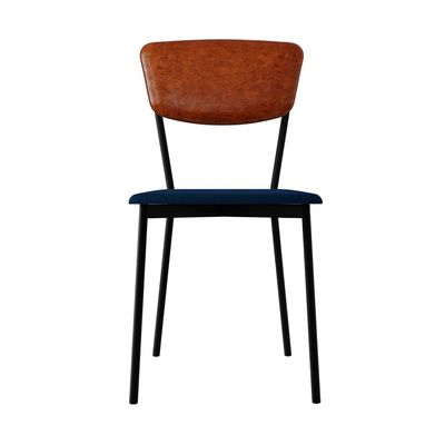 Conjunto com 2 Cadeiras Retrô Poliéster Azul e Caramelo