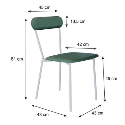 Conjunto com 2 Cadeiras Emília Revestimento Sintético Verde e Branco