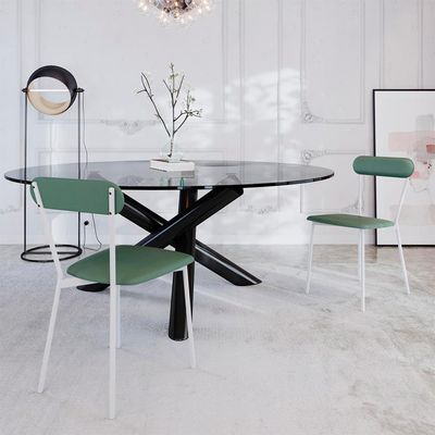 Conjunto com 2 Cadeiras Emília Revestimento Sintético Verde e Branco