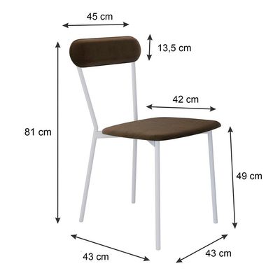 Conjunto com 2 Cadeiras Emília Veludo Marrom e Branco