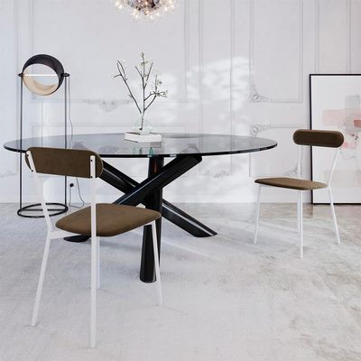 Conjunto com 2 Cadeiras Emília Veludo Marrom e Branco