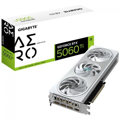 Placa de Video Gigabyte Geforce RTX 5060 TI Aero OC 8GB GDDR7 128 BITS - GV-N506TAERO OC-8GD