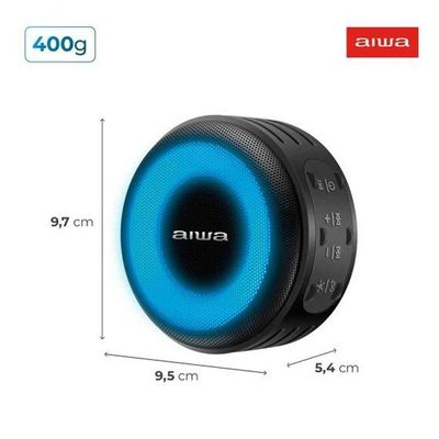 Caixa De Som Speaker Aiwa SP-02 10W BT 16h IP65 RGB USB TWS Preto Bivolt
