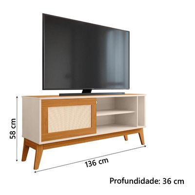 Rack Bancada Para Tv Até 55 Polegada Caribe Edn Off W/natu