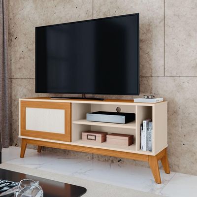 Rack Bancada Para Tv Até 55 Polegada Caribe Edn Off W/natu