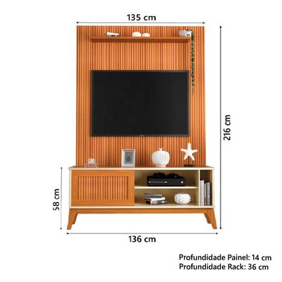 Rack Bancada Aruba Com Painel Para Tv Até 55 Polegadas Egeo
