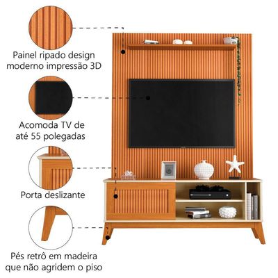 Rack Bancada Aruba Com Painel Para Tv Até 55 Polegadas Egeo